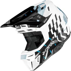 Motokrosová helma s interkomom Cardo Venture bielo-čierno-modrá