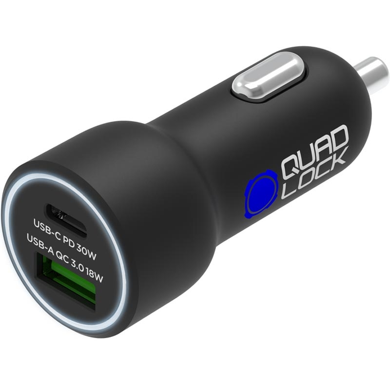 Nabíjačka do auta Quad Lock® 48W USB-C PD + USB-A QC 3.0 čierna