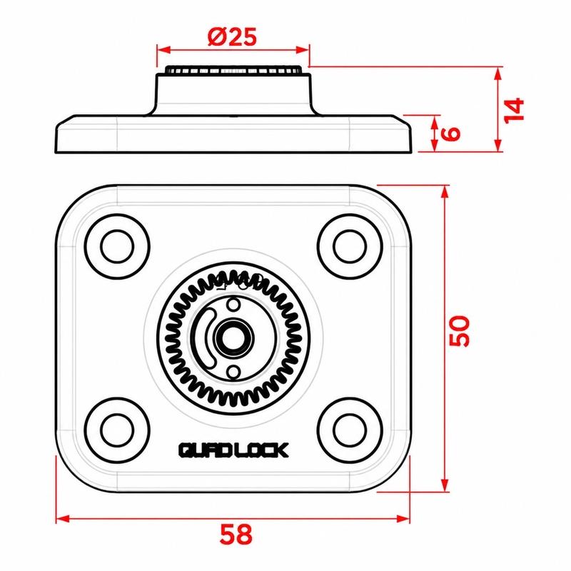 Plochá základňa Quad Lock® 360 čierna