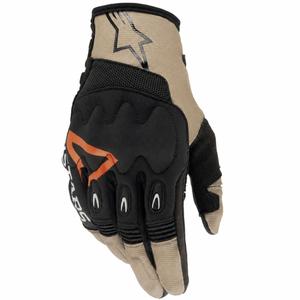 Motokrosové rukavice Alpinestars Techdura čierno-hnedo-fluo červené