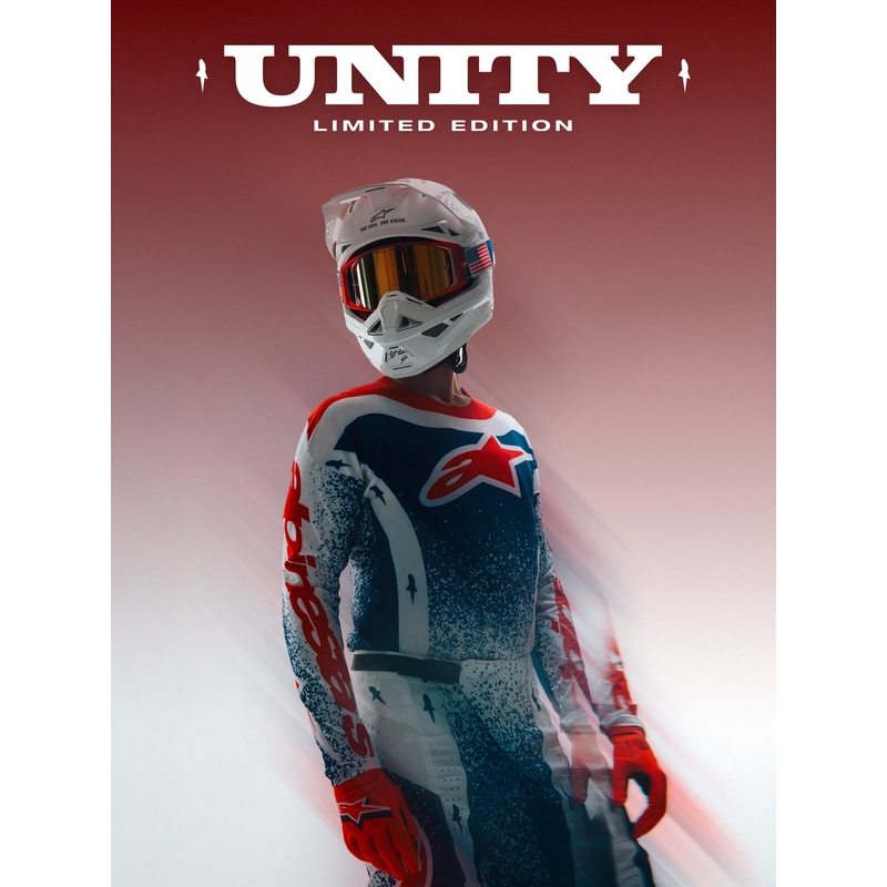Motokrosový dres Alpinestars Techstar limitovaná edícia Unity červeno-bielo-modrý