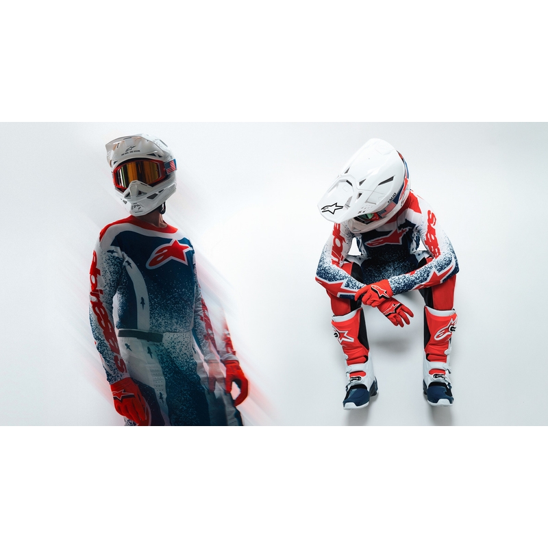 Motokrosový dres Alpinestars Techstar limitovaná edícia Unity červeno-bielo-modrý