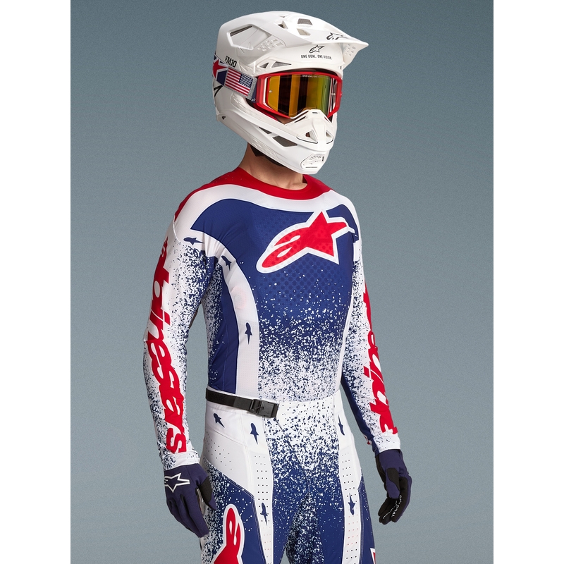 Motokrosový dres Alpinestars Techstar limitovaná edícia Unity červeno-bielo-modrý