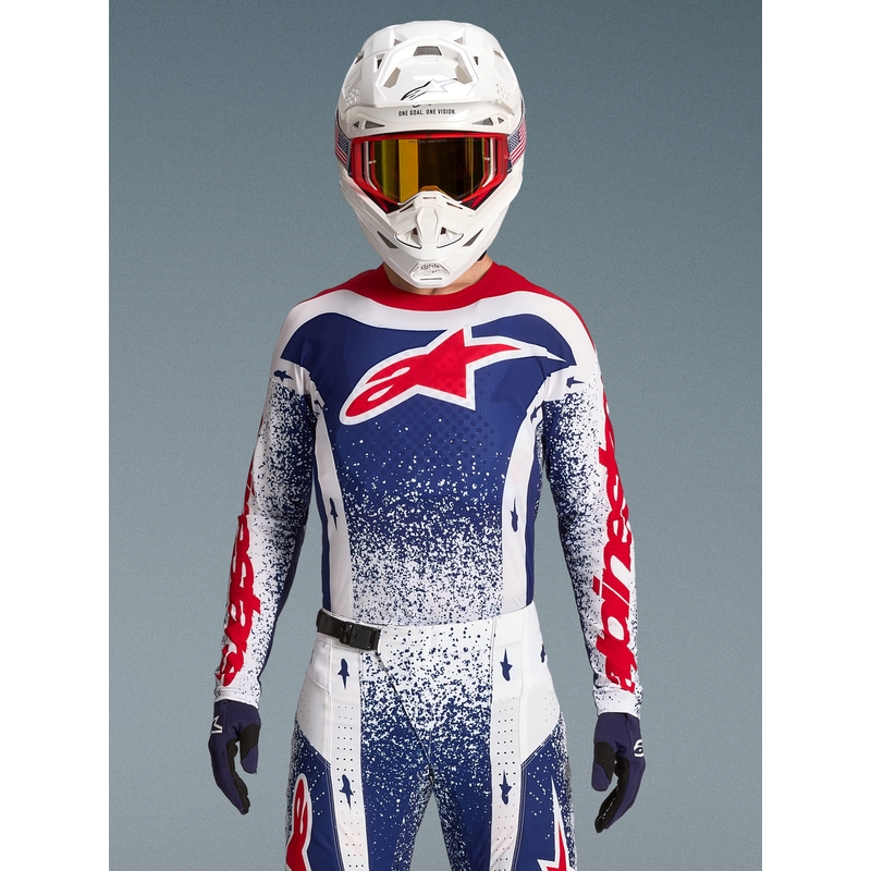 Motokrosový dres Alpinestars Techstar limitovaná edícia Unity červeno-bielo-modrý