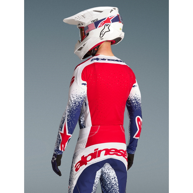 Motokrosový dres Alpinestars Techstar limitovaná edícia Unity červeno-bielo-modrý