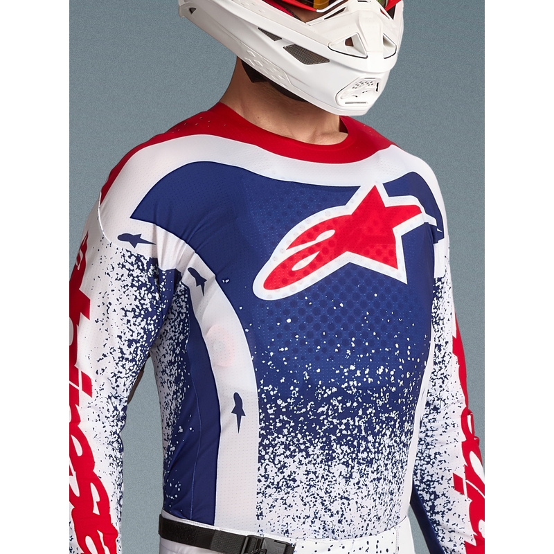 Motokrosový dres Alpinestars Techstar limitovaná edícia Unity červeno-bielo-modrý