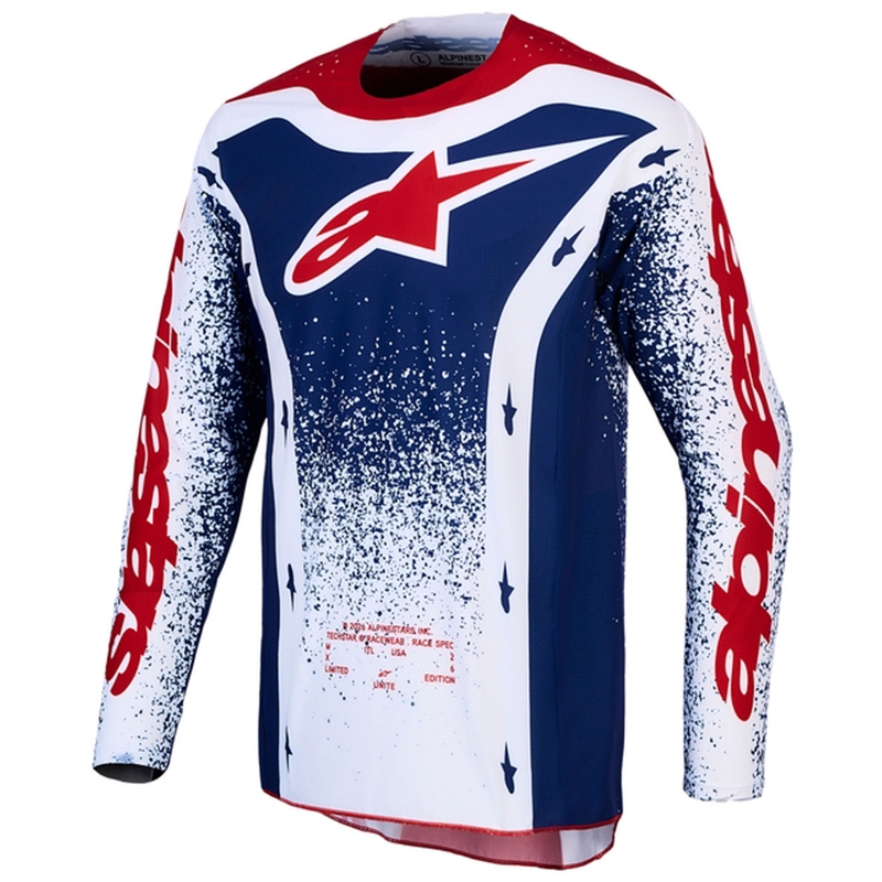 Motokrosový dres Alpinestars Techstar limitovaná edícia Unity červeno-bielo-modrý