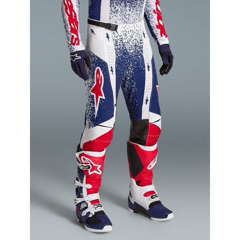 Motokrosové nohavice Alpinestars Techstar limitovaná edícia Unity červeno-bielo-modré