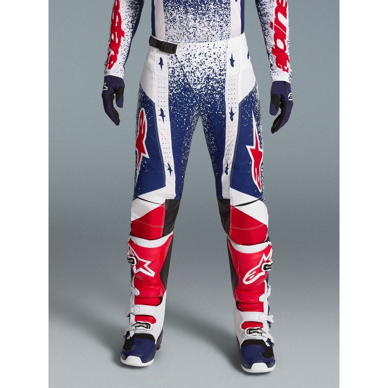 Motokrosové nohavice Alpinestars Techstar limitovaná edícia Unity červeno-bielo-modré