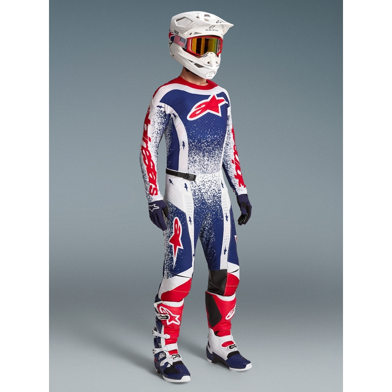 Motokrosové nohavice Alpinestars Techstar limitovaná edícia Unity červeno-bielo-modré