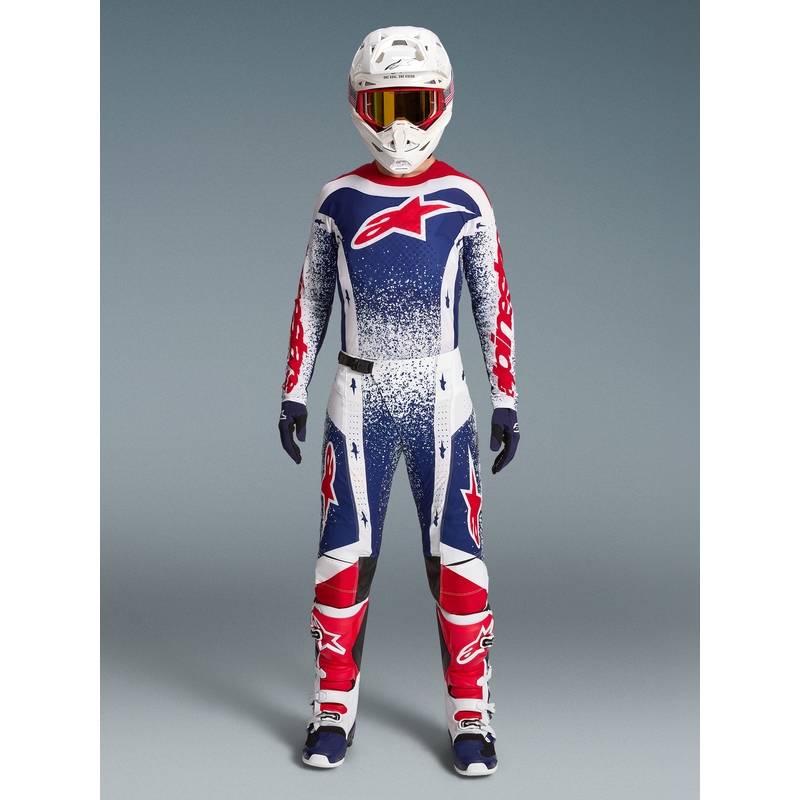 Motokrosové nohavice Alpinestars Techstar limitovaná edícia Unity červeno-bielo-modré