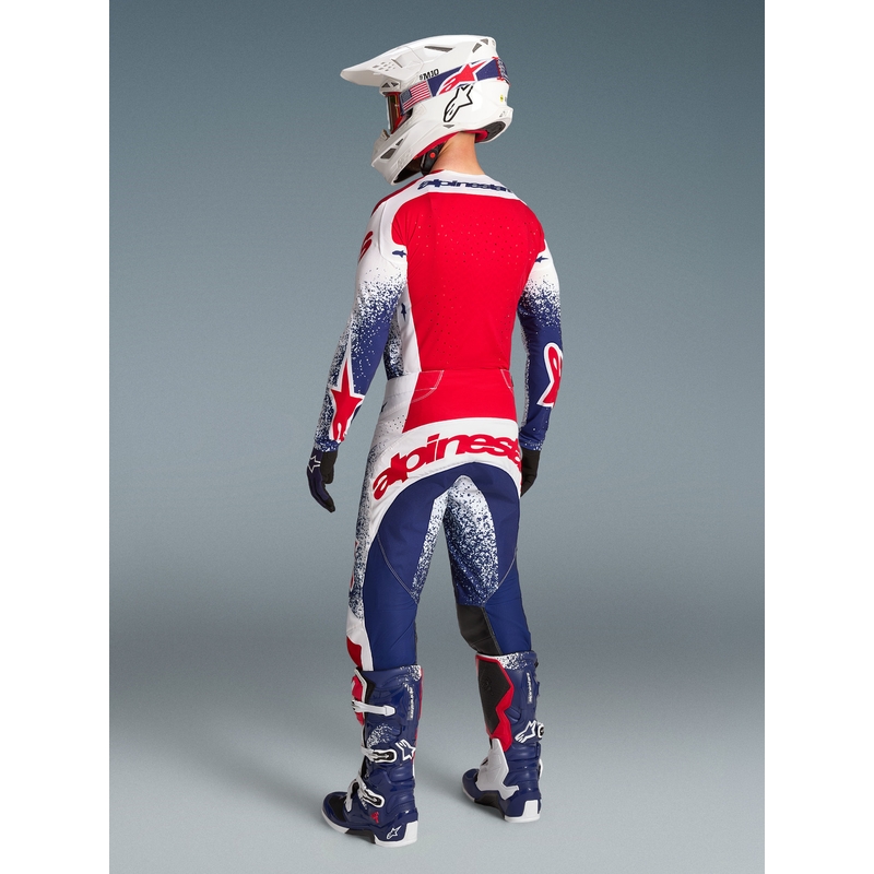 Motokrosové nohavice Alpinestars Techstar limitovaná edícia Unity červeno-bielo-modré