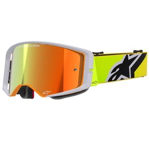 Motokrosové okuliare Alpinestars Supertech Corp fluorescenčno žlto-šedé so zrkadlovým červeným plexisklom