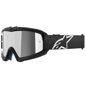 Detské motokrosové okuliare Alpinestars Vision Youth Corp čierne so zrkadlovým strieborným plexisklom