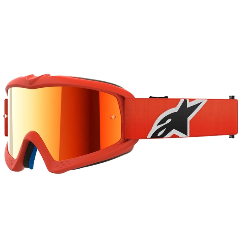 Detské motokrosové okuliare Alpinestars Vision Youth Corp oranžové so zrkadlovým červeným plexisklom