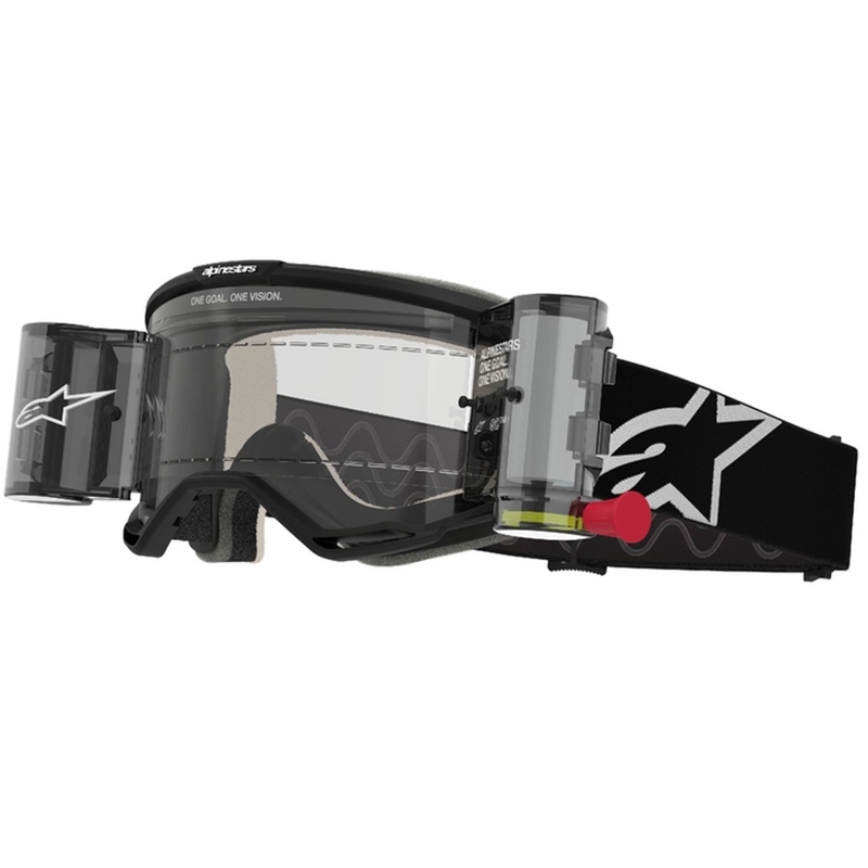 Motokrosové okuliare Alpinestars Vision 5 Corp ROLL-OFF Wide Vision čierne s čírym plexisklom