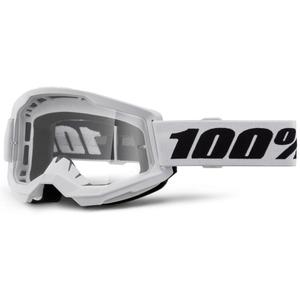 Motokrosové okuliare 100 % STRATA 2 New biele (číre plexisklo)