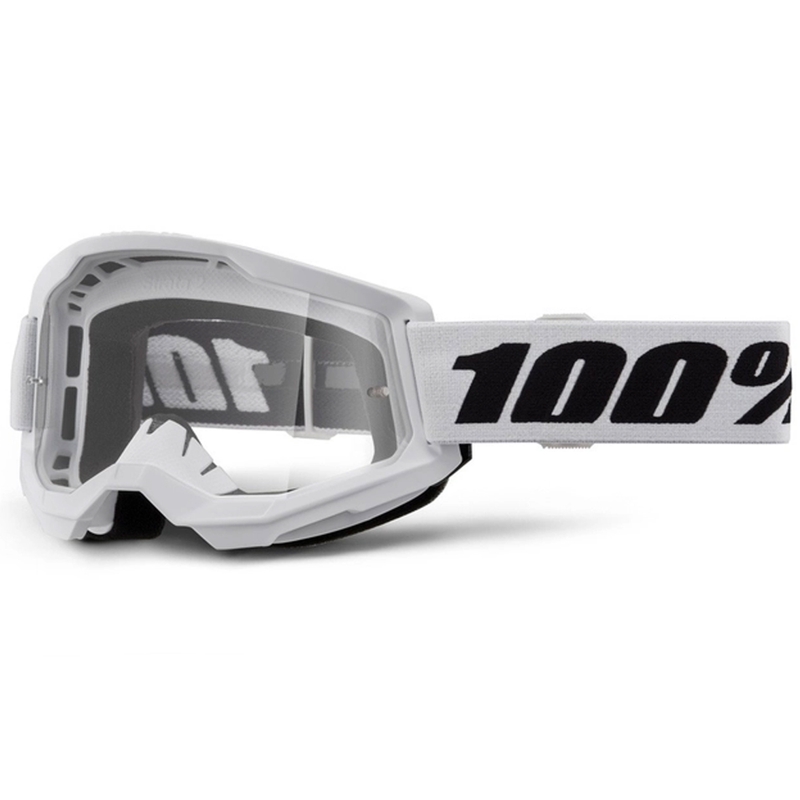 Motokrosové okuliare 100 % STRATA 2 New biele (číre plexisklo)