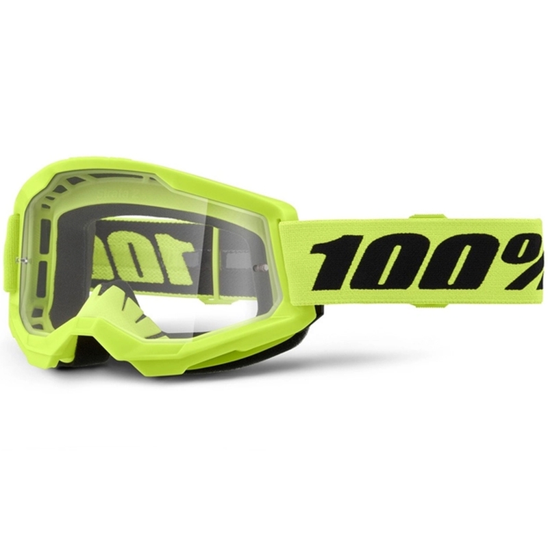 Motokrosové okuliare 100 % STRATA 2 New fluorescenčno žlté (číre plexisklo)