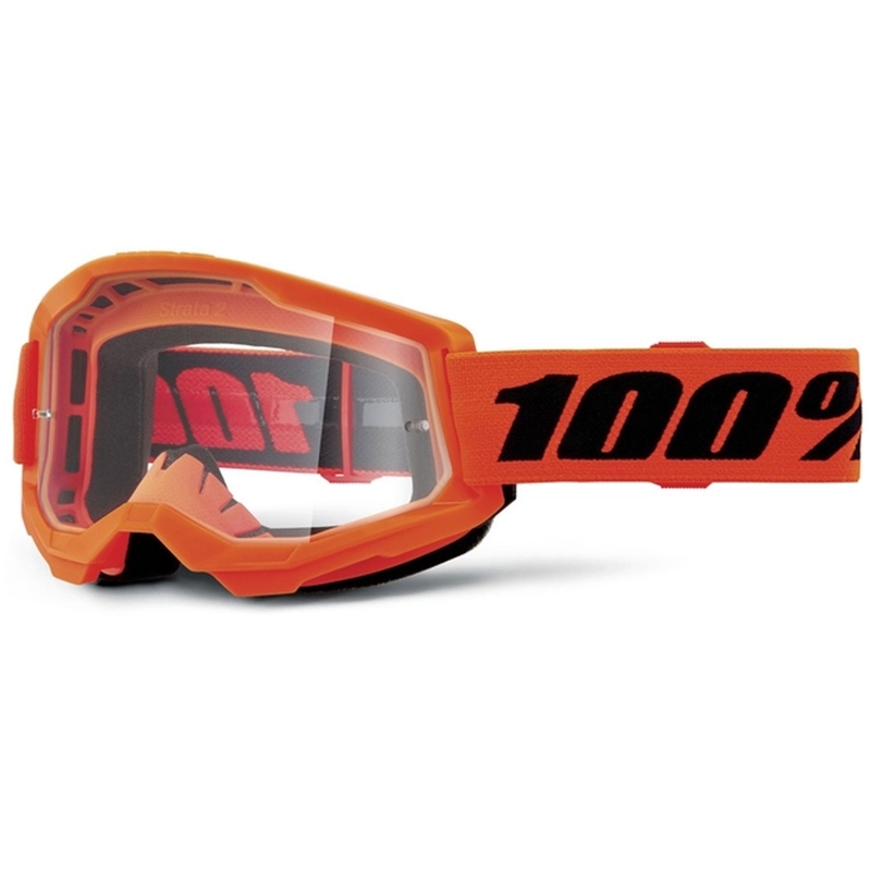 Motokrosové okuliare 100 % STRATA 2 New oranžové (číre plexisklo)