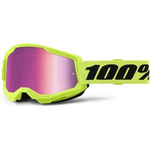 Motokrosové okuliare 100 % STRATA 2 New fluorescenčno žlté (ružové plexisklo)