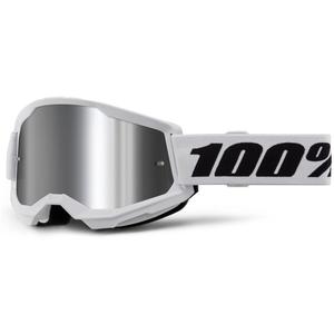Motokrosové okuliare 100 % STRATA 2 New biele (strieborné plexisklo)
