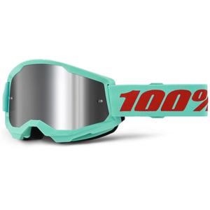 Motokrosové okuliare 100 % STRATA 2 New Maupiti zelené (strieborné plexisklo)