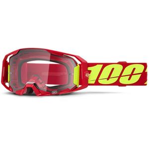 Motokrosové okuliare 100% ARmatic červené s čírym plexisklom