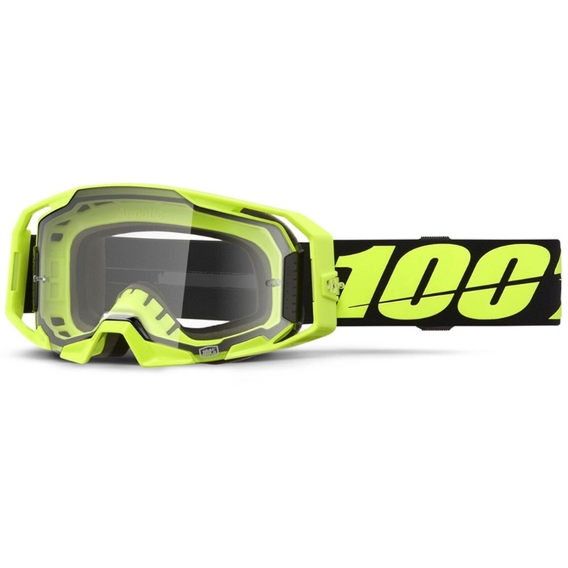Motokrosové okuliare 100% ARmatic Neon Yellow s čírym plexisklom