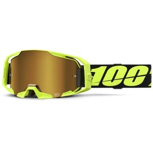 Motokrosové okuliare 100% ARmatic Neon Yellow so zlatým true plexisklom