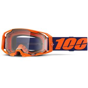 Motokrosové okuliare 100% ARmatic Neon Orange s čírym plexisklom