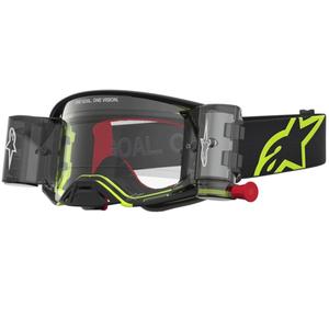 Motokrosové okuliare Alpinestars Supertech Firma čierno-fluo žlté s čírym plexi