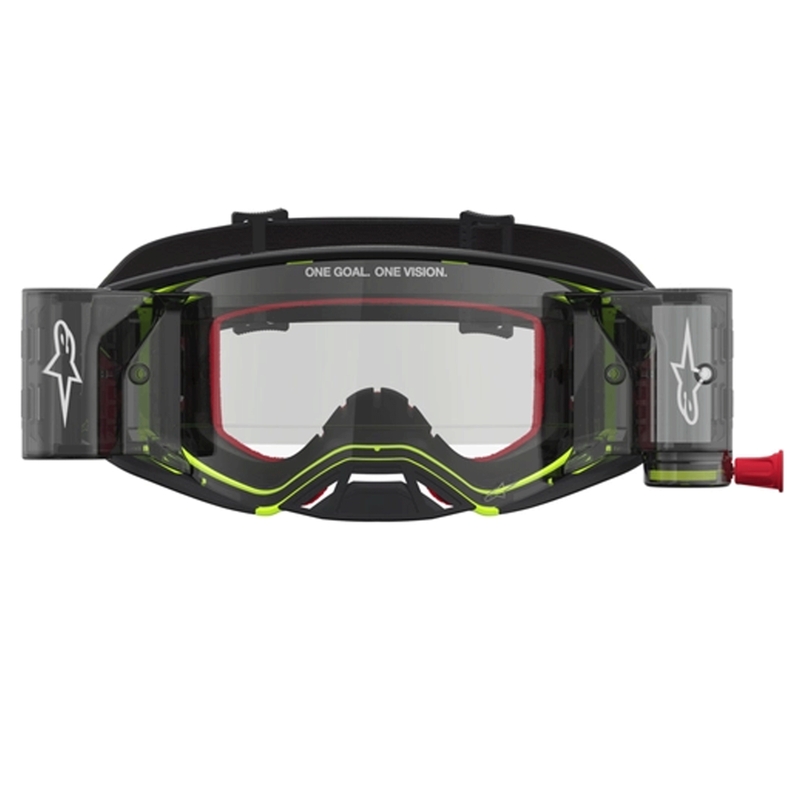 Motokrosové okuliare Alpinestars Supertech Firma čierno-fluo žlté s čírym plexi