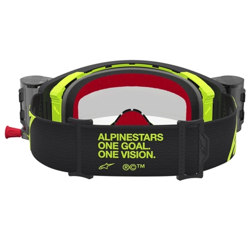 Motokrosové okuliare Alpinestars Supertech Firma čierno-fluo žlté s čírym plexi
