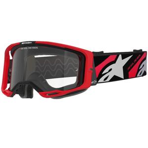 Motokrosové okuliare Alpinestars Vision 8 Luar červeno-čierne s čírym plexisklom