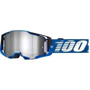 Motokrosové okuliare 100 % ARMEGA Rockchuck čierno-bielo-modré (strieborné plexisklo)