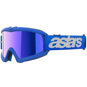 Detské motokrosové okuliare Alpinestars Vision Youth Blaze modré so zrkadlovým modrým plexisklom
