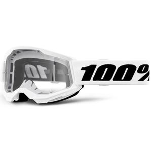 Detské motokrosové okuliare 100 % STRATA 2 biele číre plexisklo