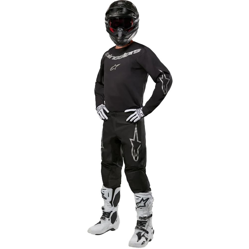 Motokrosové nohavice Alpinestars Fluid Graphite čierno-strieborné