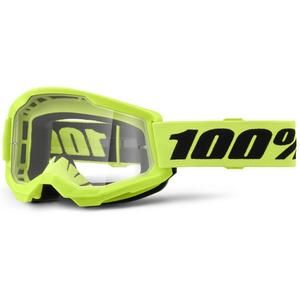 Detské motokrosové okuliare 100 % STRATA 2 neón žlté číre plexisklo