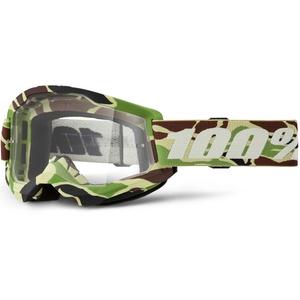 Motokrosové okuliare 100 % STRATA 2 New War Camo zelené (číre plexisklo)