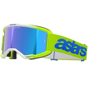 Motokrosové okuliare Alpinestars Vision 5 Blaze fluorescenčno žlto-modré so zrkadlovým modrým plexisklom