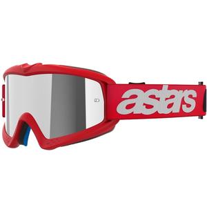 Detské motokrosové okuliare Alpinestars Vision Youth Blaze červené so zrkadlovým strieborným plexisklom