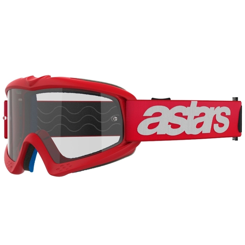 Detské motokrosové okuliare Alpinestars Vision Youth Blaze červené s čírym plexisklom