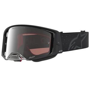 Motokrosové okuliare Alpinestars Supertech Cloak čierne so zrkadlovo strieborným plexi
