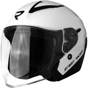 Otvorená helma na motorku Street Racer Sonic lesklá bielo-čierna - II. akosť