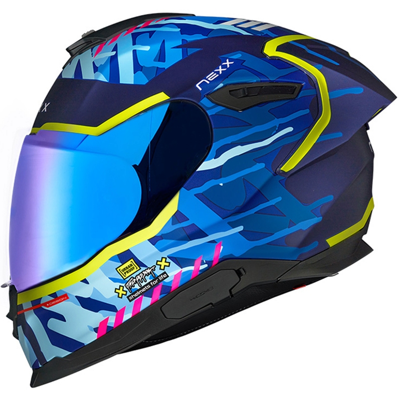 Integrálna helma na motorku Nexx Y.100R Urbangram tmavo modrá výpredaj - II. akosť