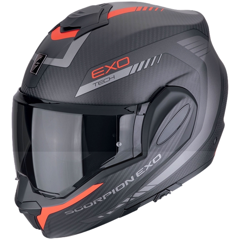 Preklápacia helma na motorku Scorpion EXO-TECH EVO CARBON COSY matná čierno-červená - II. akosť