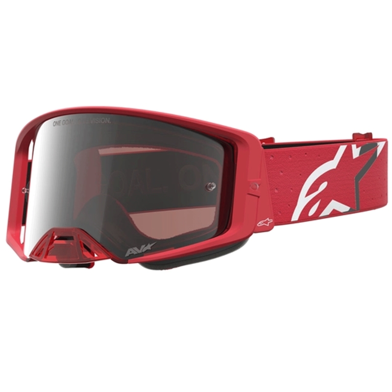 Motokrosové okuliare Alpinestars Supertech Vesta fluo červeno-chrómové