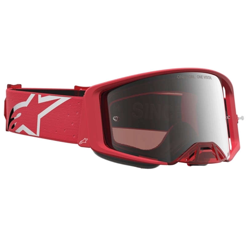 Motokrosové okuliare Alpinestars Supertech Vesta fluo červeno-chrómové